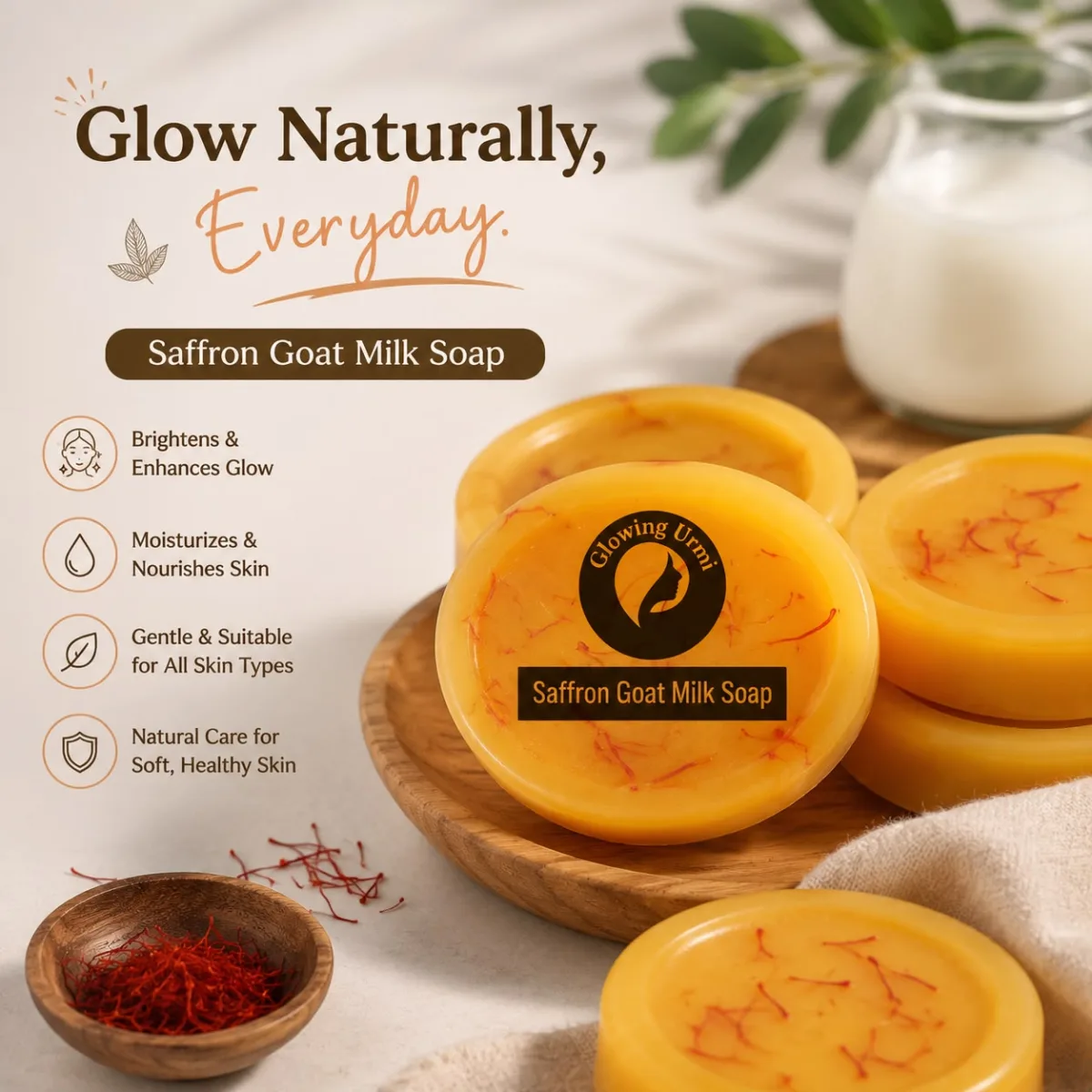 Saffron Goat Milk Soap – Luxury Nourishing Skin Care Bar